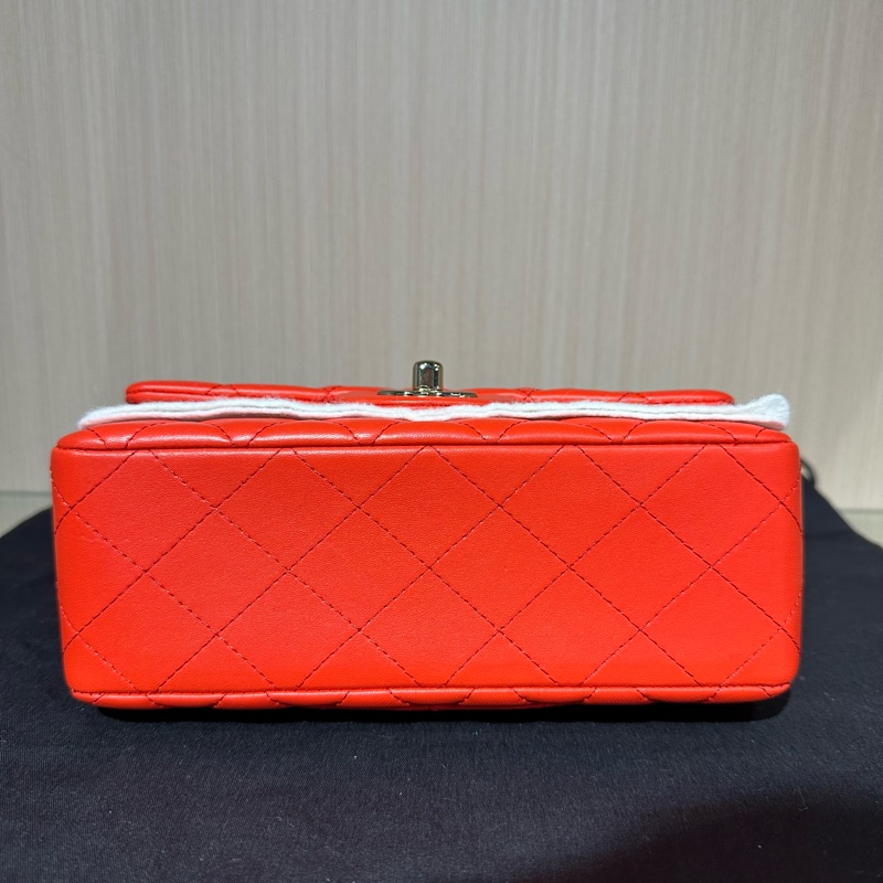 CHANEL 香奈兒  cf  方胖子 紅色菱格紋羊皮-4