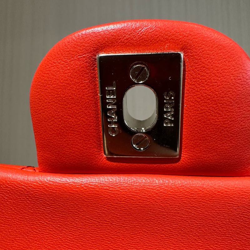 CHANEL 香奈兒  cf  方胖子 紅色菱格紋羊皮-6