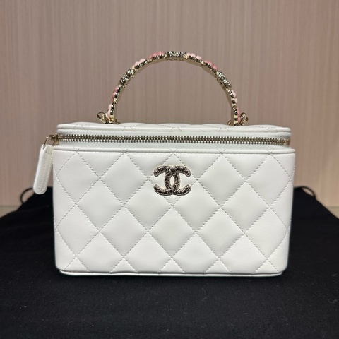 Chanel/香奈兒 23k 花卉手柄扁盒子包 小羊皮