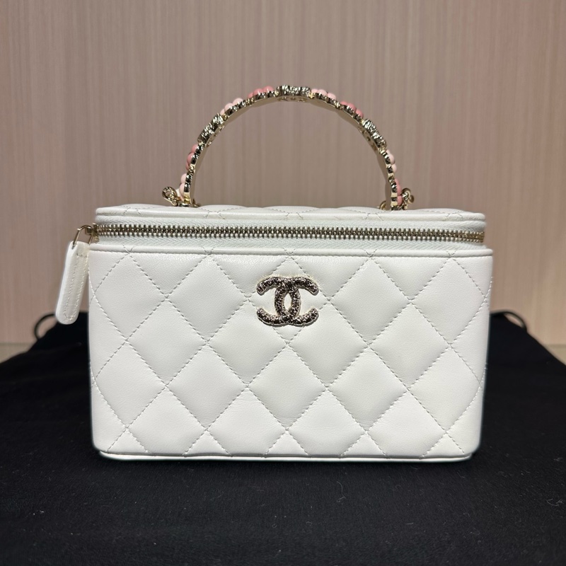 Chanel/香奈兒 23k 花卉手柄扁盒子包 小羊皮-0