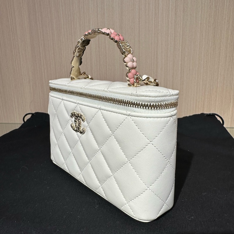 Chanel/香奈兒 23k 花卉手柄扁盒子包 小羊皮-2