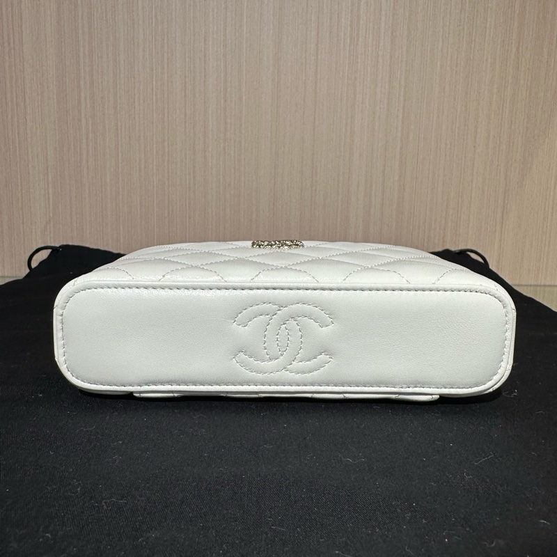 Chanel/香奈兒 23k 花卉手柄扁盒子包 小羊皮-4