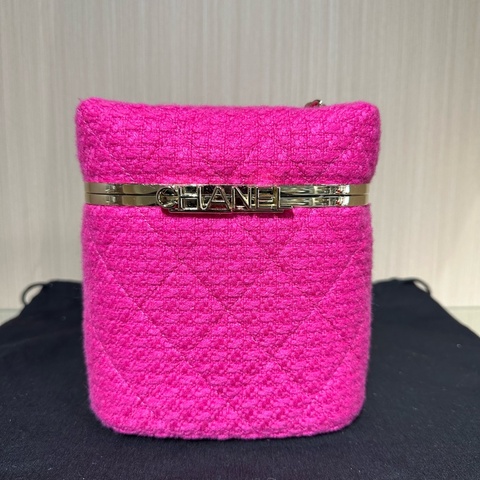 CHANEL香奈兒22k菱格 喀什米爾斜紋軟呢毛呢 化粧包
