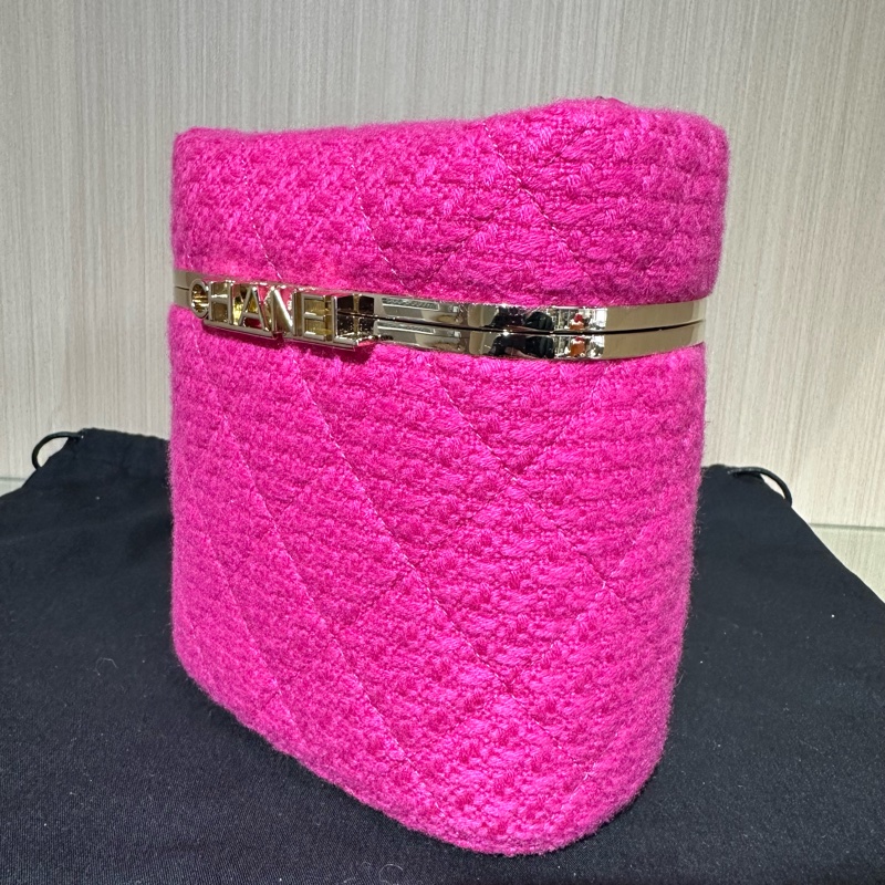 CHANEL香奈兒22k菱格 喀什米爾斜紋軟呢毛呢 化粧包-2