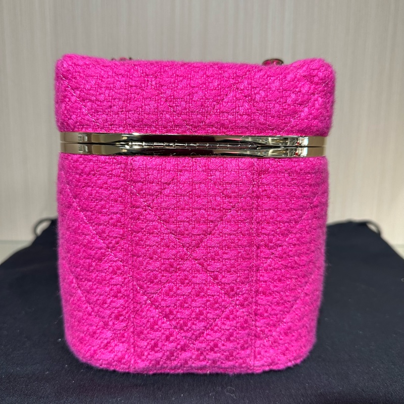 CHANEL香奈兒22k菱格 喀什米爾斜紋軟呢毛呢 化粧包-3