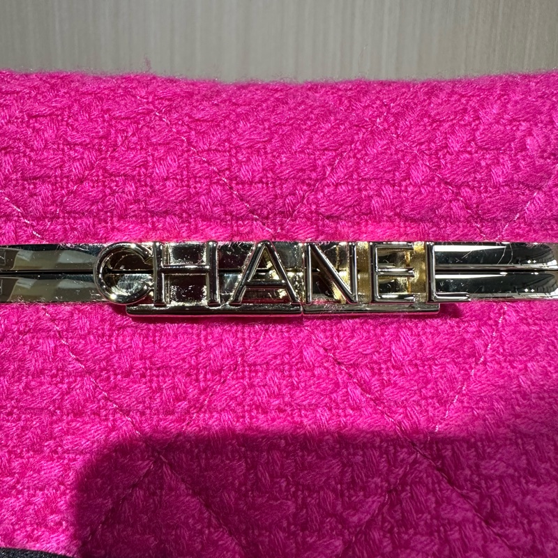 CHANEL香奈兒22k菱格 喀什米爾斜紋軟呢毛呢 化粧包-5