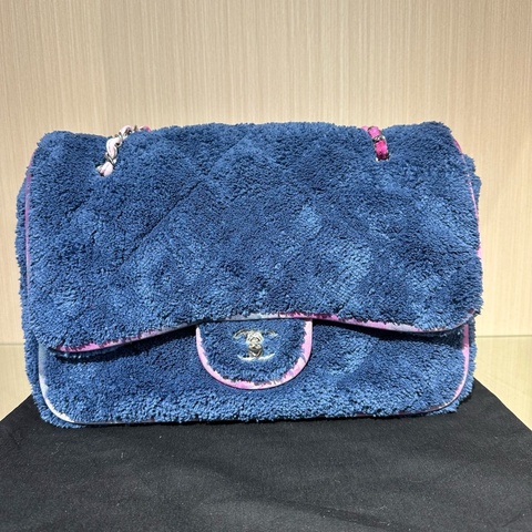 CHANEL香奈兒 菱格皮穿鏈 混合纖維銀扣