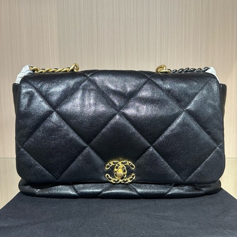 CHANEL香奈兒19bag36 小羊皮超大號黑色