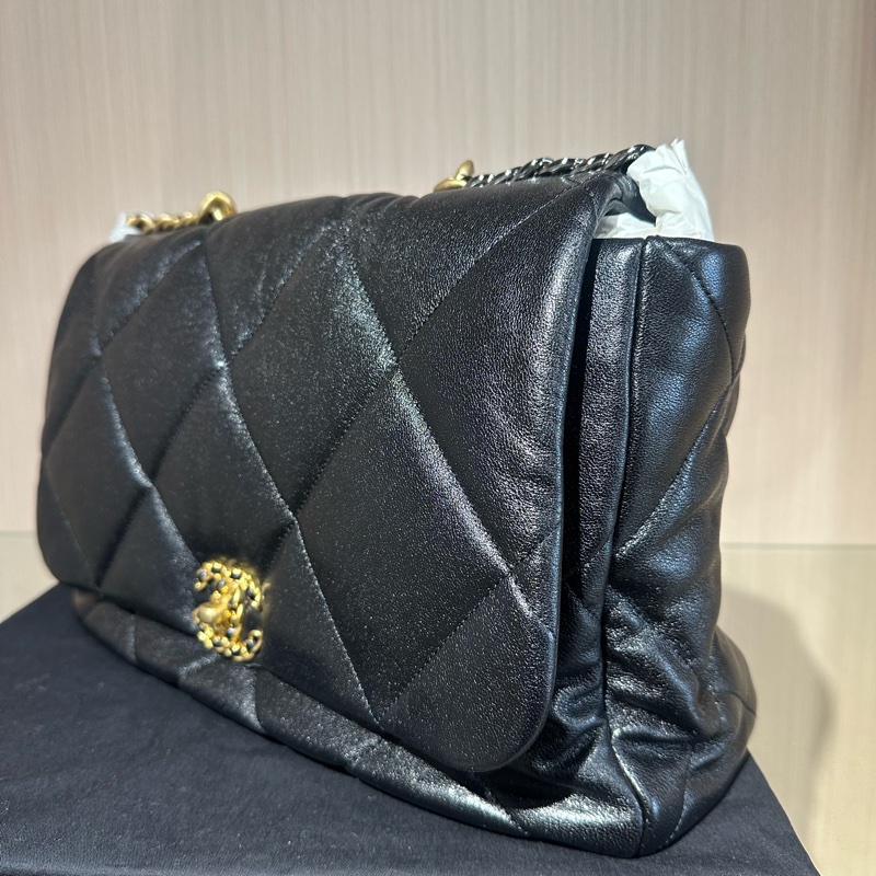 CHANEL香奈兒19bag36 小羊皮超大號黑色-2