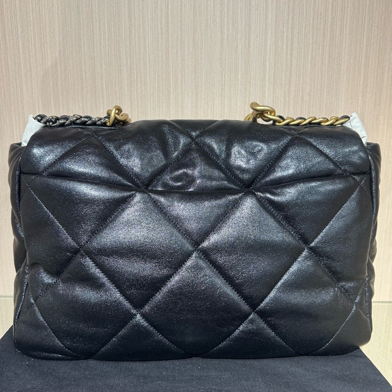 CHANEL香奈兒19bag36 小羊皮超大號黑色-3
