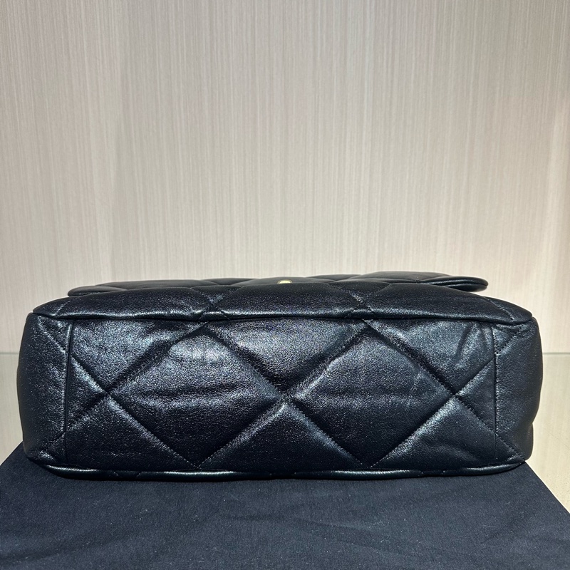 CHANEL香奈兒19bag36 小羊皮超大號黑色-4