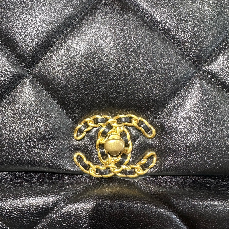 CHANEL香奈兒19bag36 小羊皮超大號黑色-5