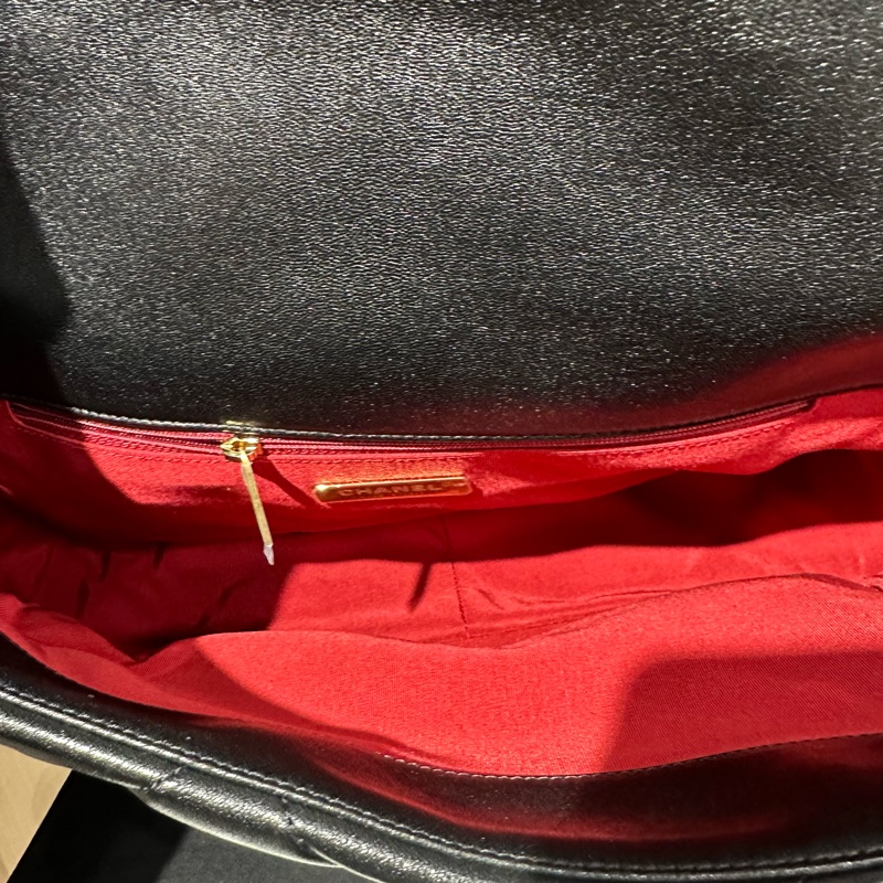 CHANEL香奈兒19bag36 小羊皮超大號黑色-9