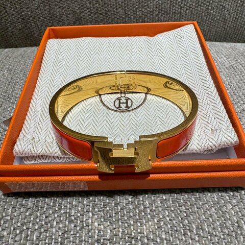 HERMES H LOGO珊瑚橘手環