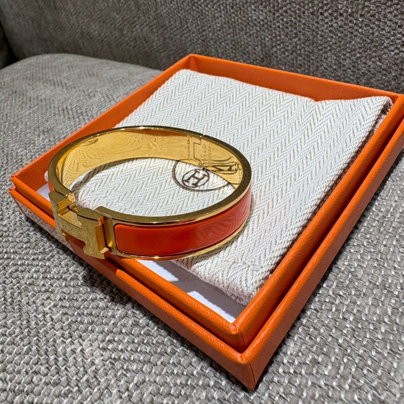 HERMES H LOGO珊瑚橘手環-1