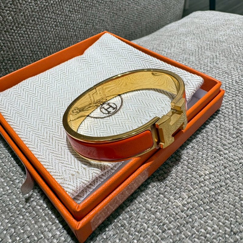 HERMES H LOGO珊瑚橘手環-2