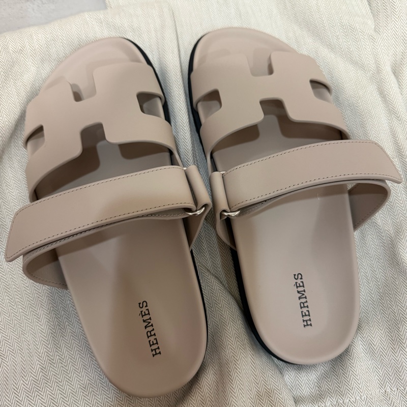 💖Hermes 二舅鞋 拖鞋 奶茶色 38.5號💖 全新全配-1