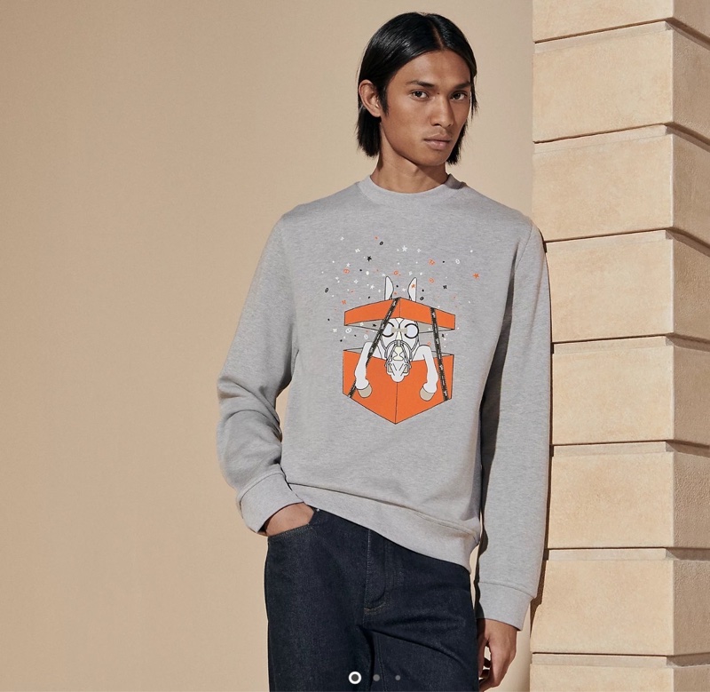 💖Hermes 灰色衛衣 內有刷毛 上衣💖 L號 原價5、6萬-3