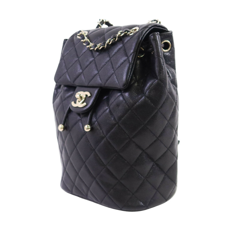 CHANEL 牛皮皮革Backpack金扣鏈帶背包-2