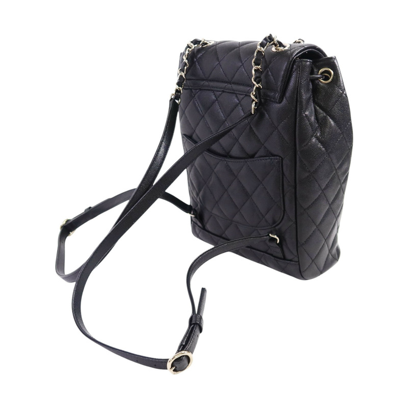 CHANEL 牛皮皮革Backpack金扣鏈帶背包-7