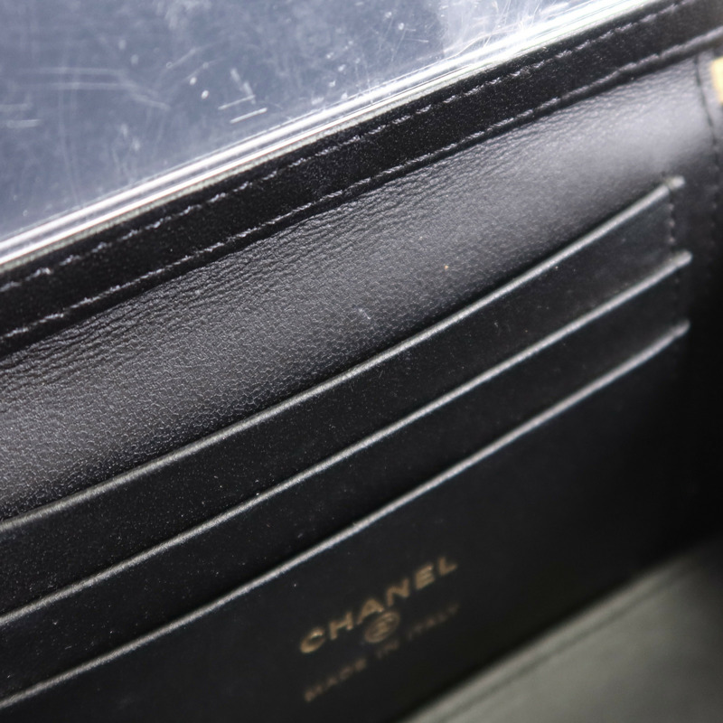 CHANEL 羊皮皮革Long Vanity Case金扣鏈帶手挽肩背兩用袋-17