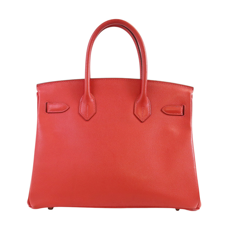 HERMES Epsom皮革Birkin 30銀扣手挽袋紅色-1