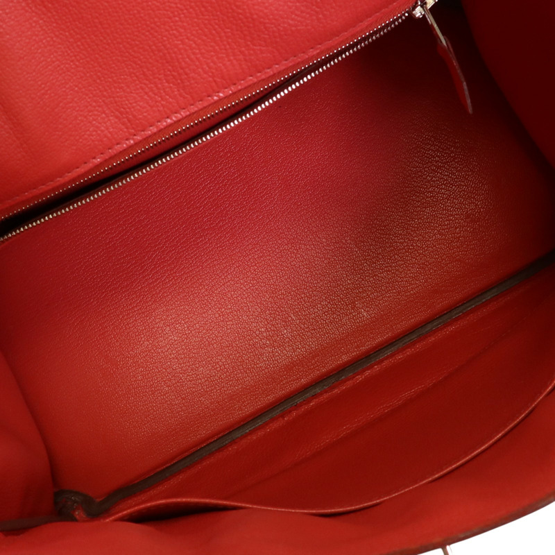 HERMES Epsom皮革Birkin 30銀扣手挽袋紅色-4