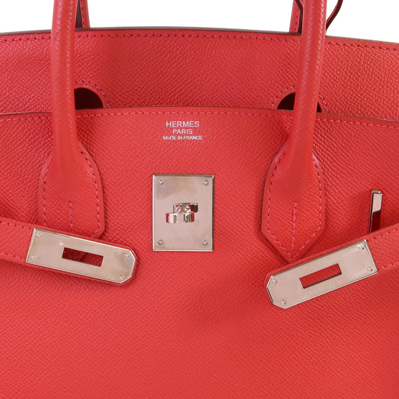 HERMES Epsom皮革Birkin 30銀扣手挽袋紅色-8
