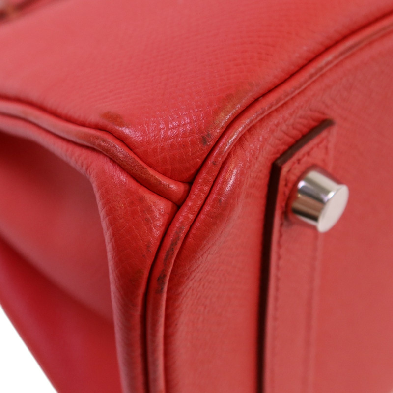 HERMES Epsom皮革Birkin 30銀扣手挽袋紅色-10