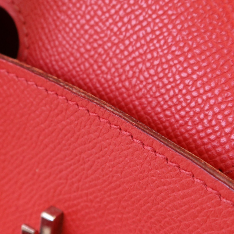 HERMES Epsom皮革Birkin 30銀扣手挽袋紅色-17