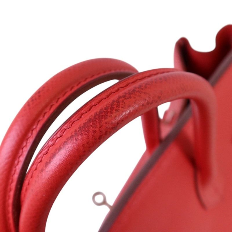 HERMES Epsom皮革Birkin 30銀扣手挽袋紅色-18