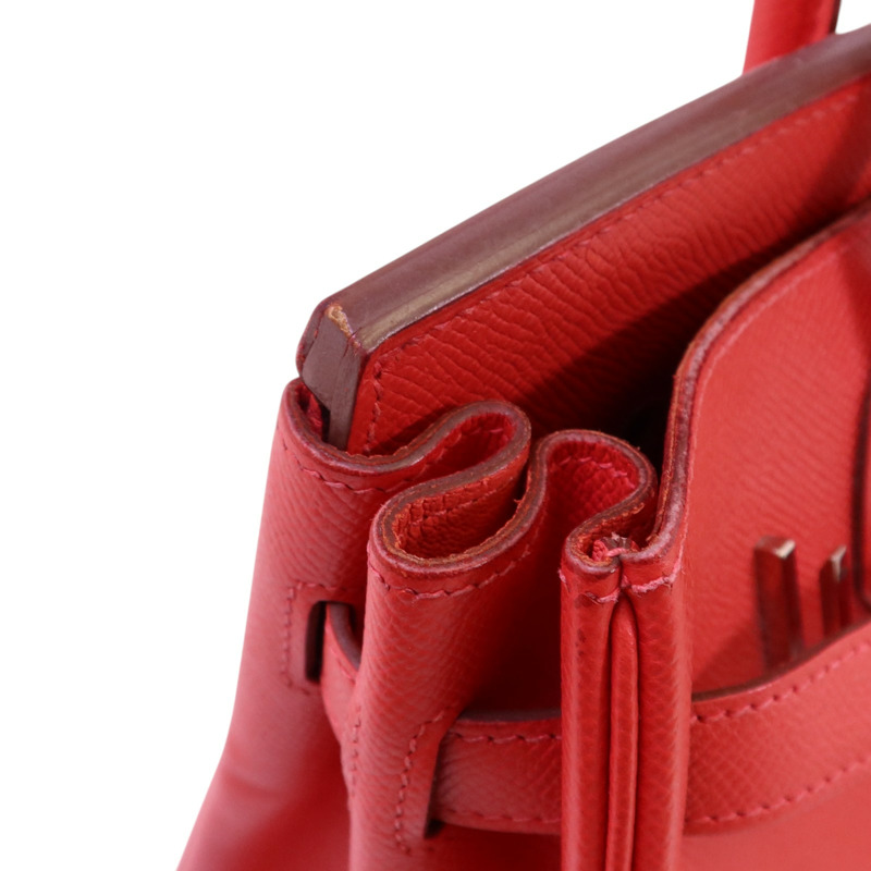 HERMES Epsom皮革Birkin 30銀扣手挽袋紅色-19