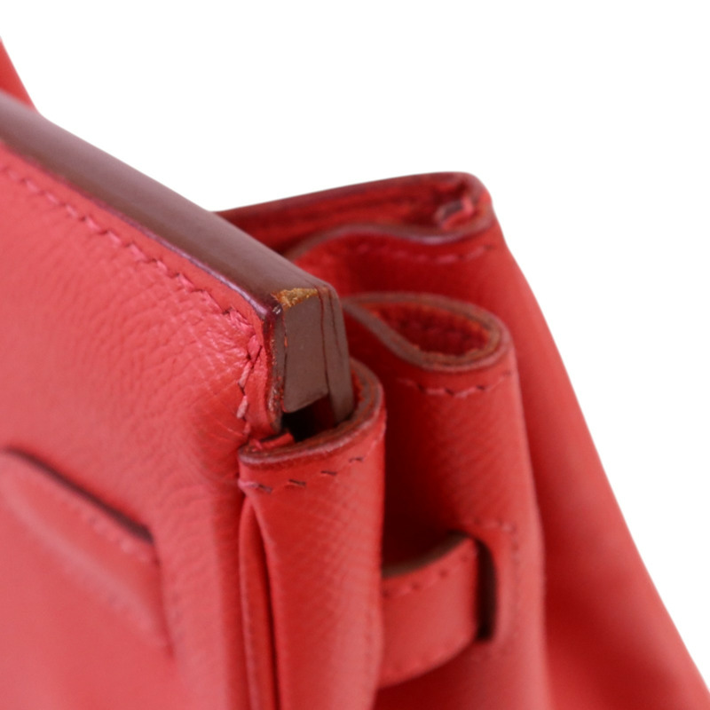 HERMES Epsom皮革Birkin 30銀扣手挽袋紅色-20