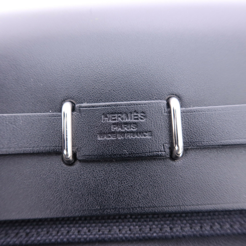 HERMES 帆布Mini Herbag銀扣肩背袋Noir-6