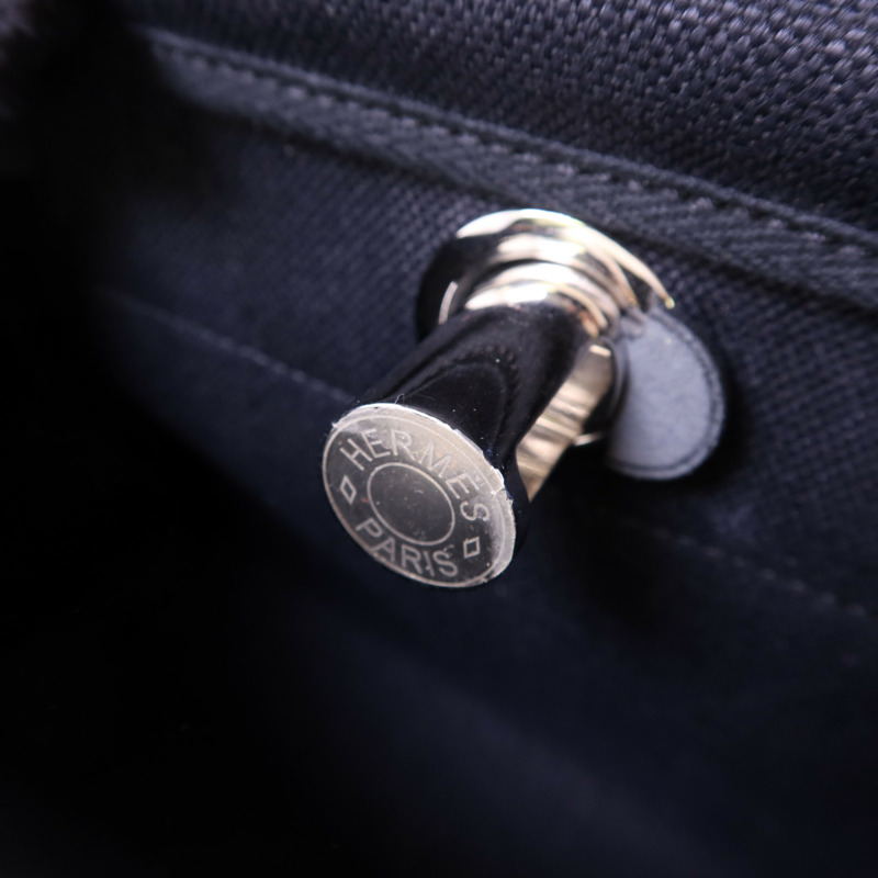 HERMES 帆布Mini Herbag銀扣肩背袋Noir-9