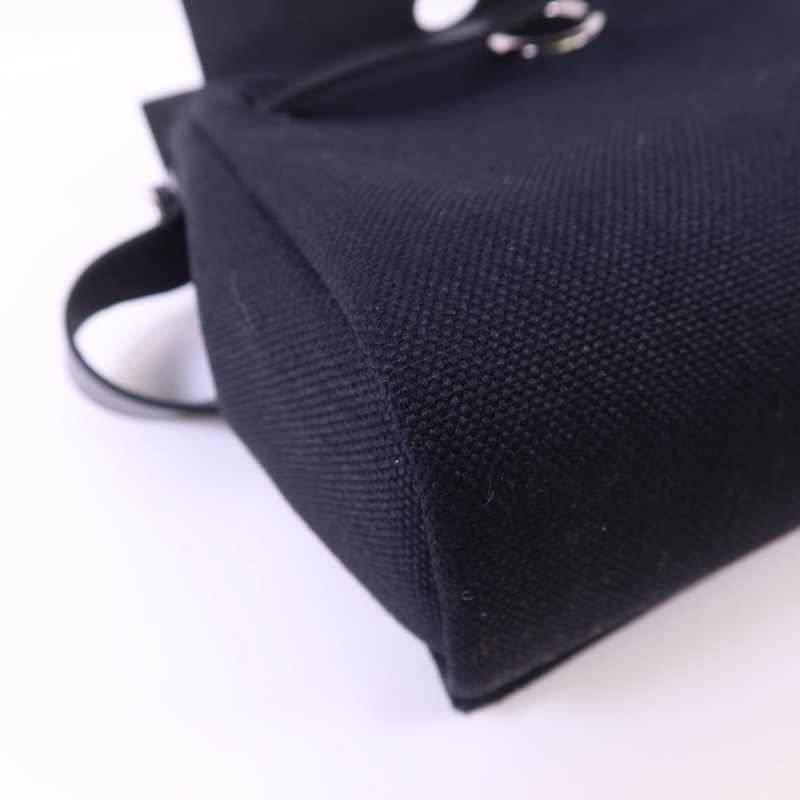 HERMES 帆布Mini Herbag銀扣肩背袋Noir-11