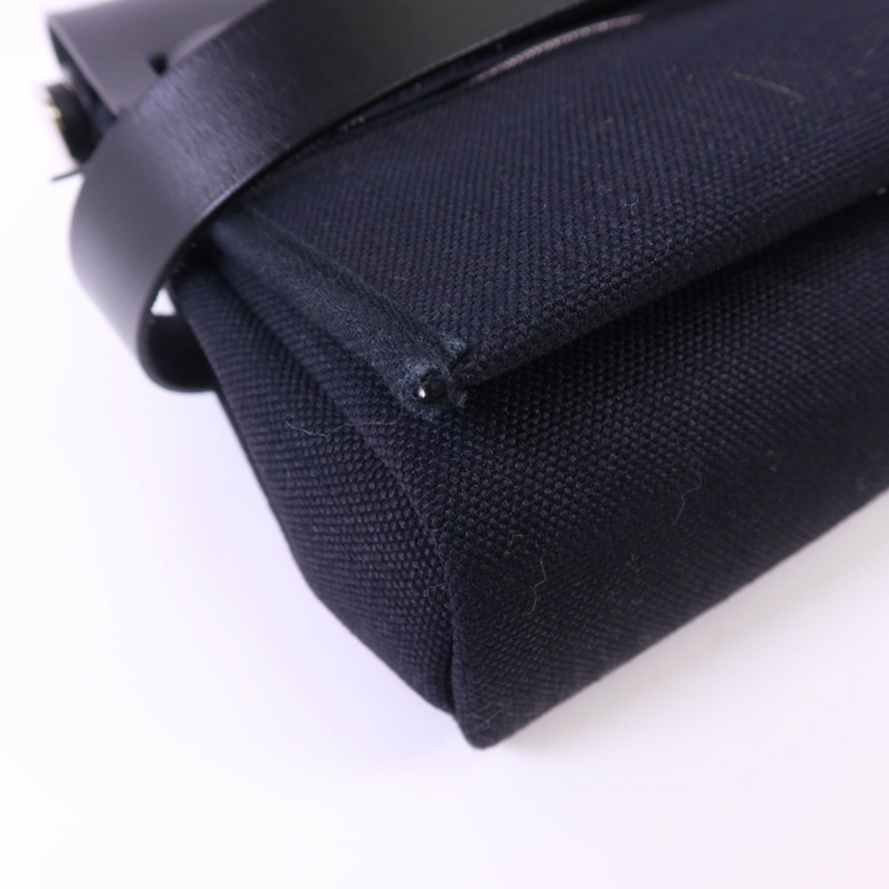 HERMES 帆布Mini Herbag銀扣肩背袋Noir-13