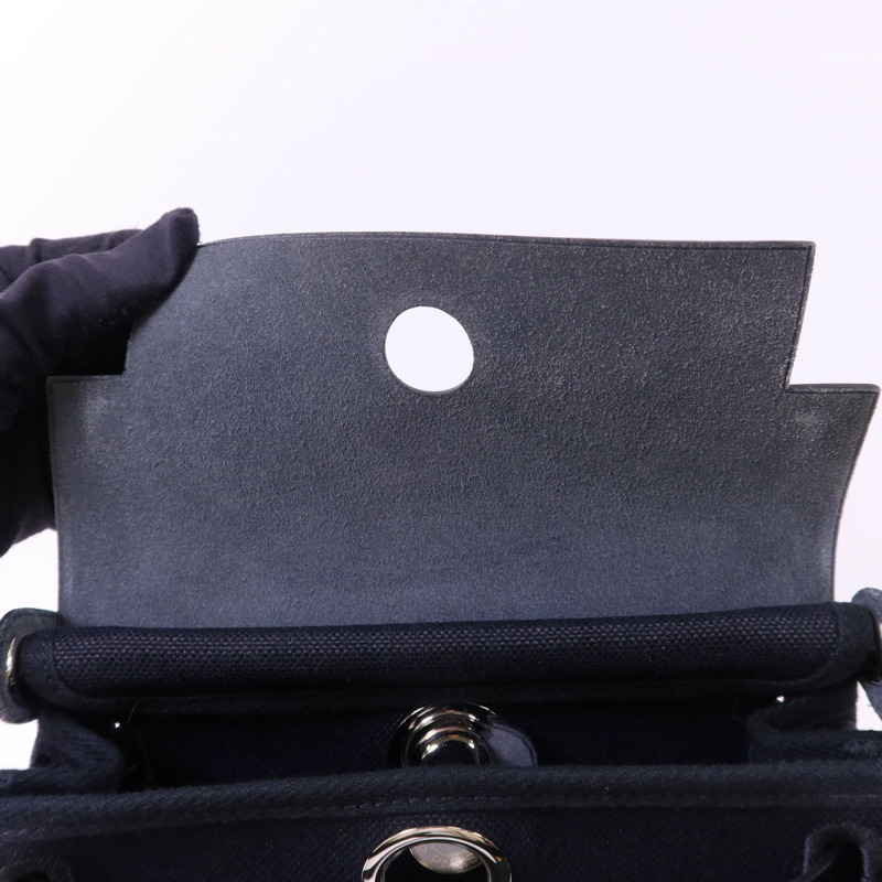 HERMES 帆布Mini Herbag銀扣肩背袋Noir-15