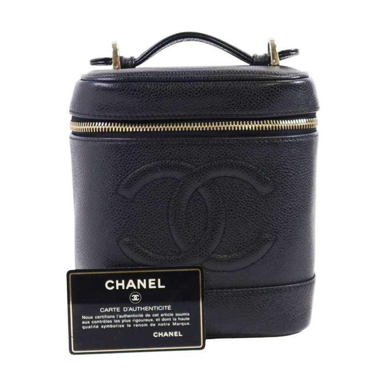 CHANEL 牛皮皮革Vanity金扣手挽袋-9