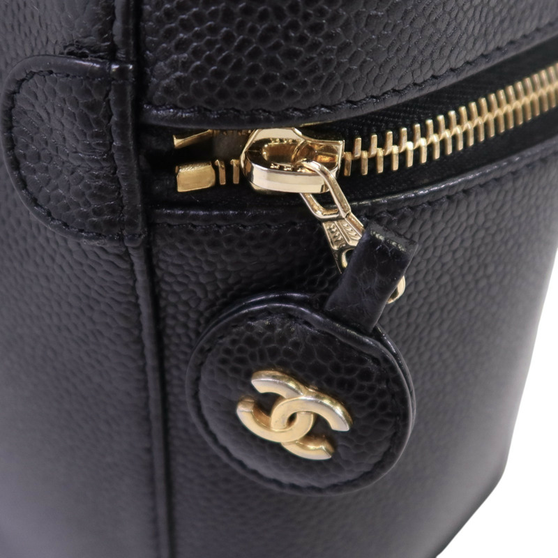 CHANEL 牛皮皮革Vanity金扣手挽袋-14