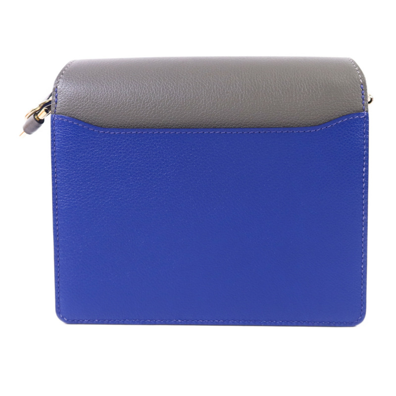 HERMES Evercolor皮革Roulis Mini金扣肩背袋灰色/藍色-1