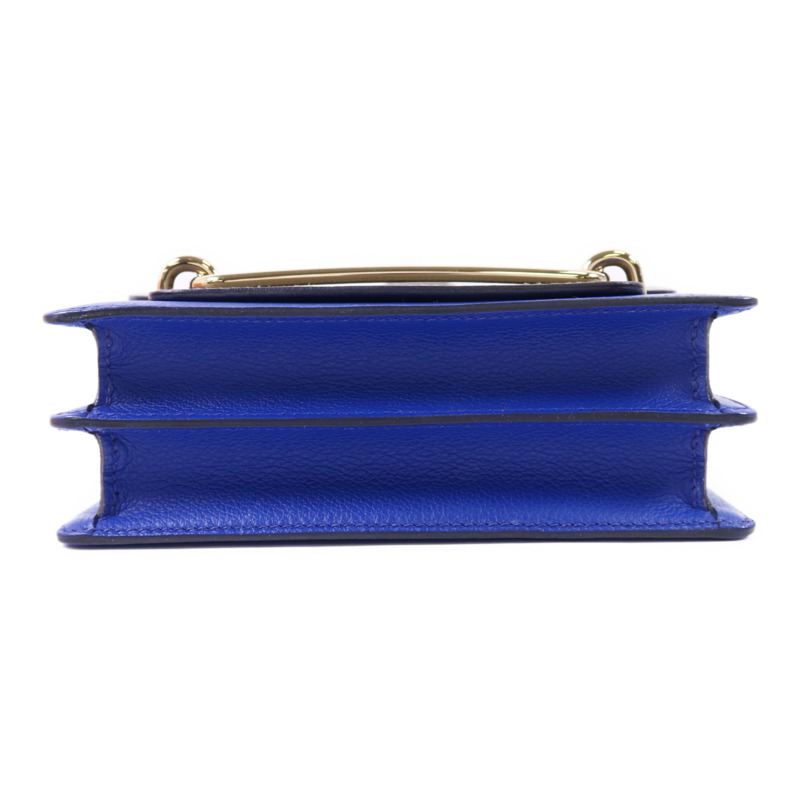HERMES Evercolor皮革Roulis Mini金扣肩背袋灰色/藍色-3