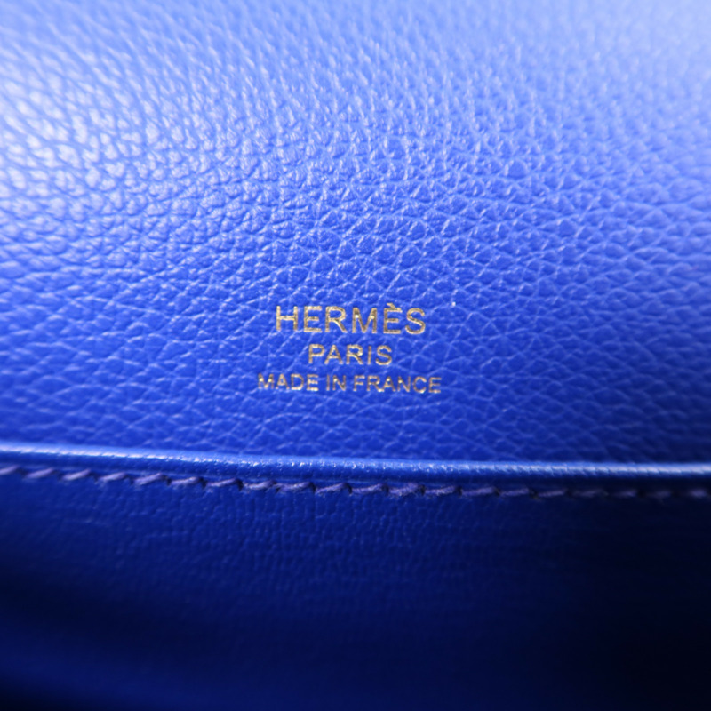 HERMES Evercolor皮革Roulis Mini金扣肩背袋灰色/藍色-6