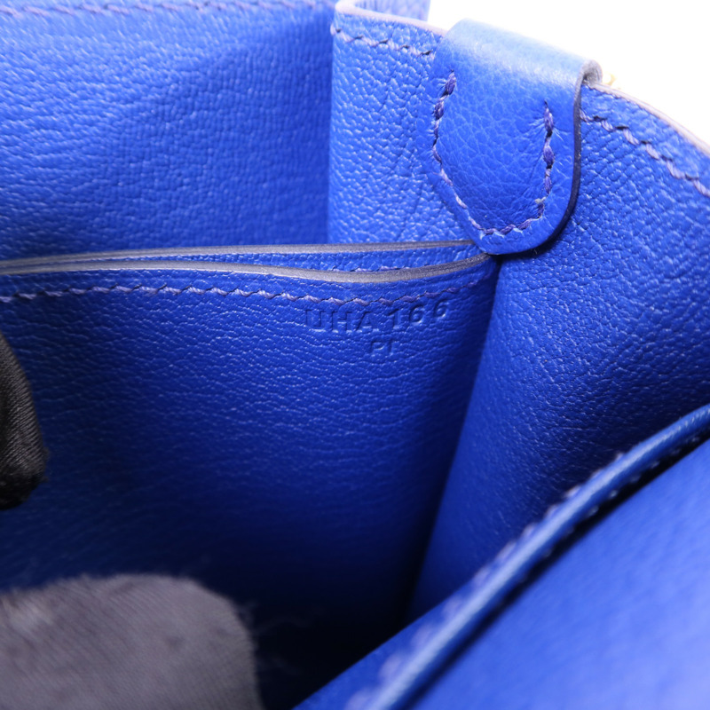 HERMES Evercolor皮革Roulis Mini金扣肩背袋灰色/藍色-7