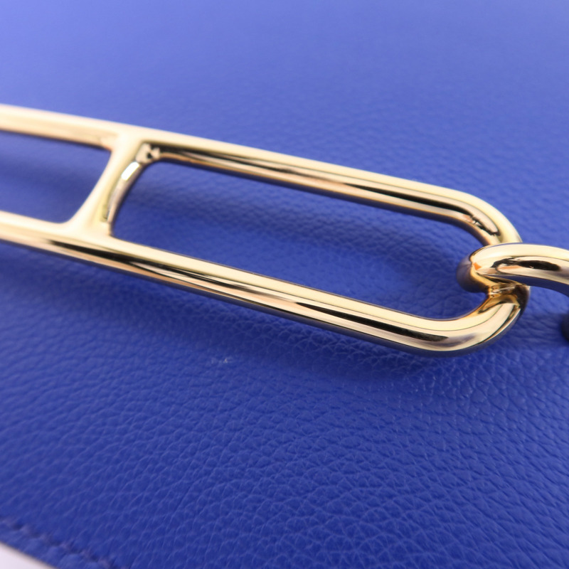 HERMES Evercolor皮革Roulis Mini金扣肩背袋灰色/藍色-8