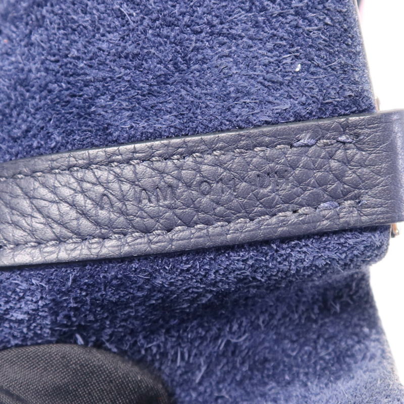 HERMES Togo皮革Picotin MM銀扣手挽袋Bleu Nuit/Rose Pourpre-7