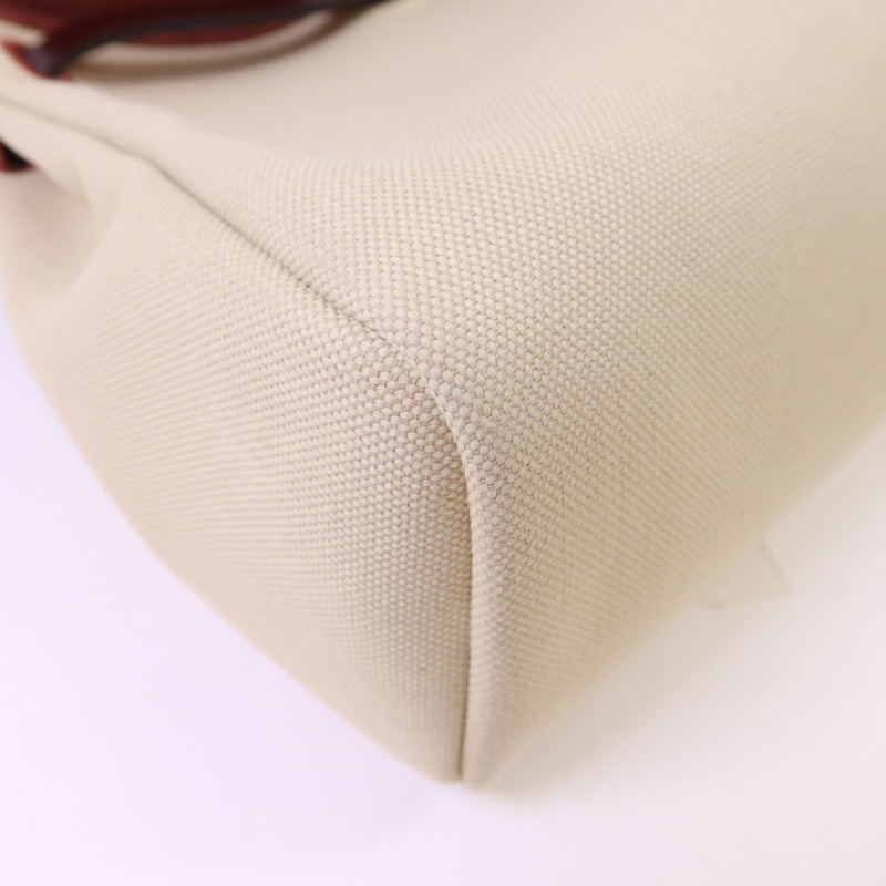 HERMES 帆布Herbag PM銀扣手挽肩背兩用袋Beton//Rouge Sellier-14