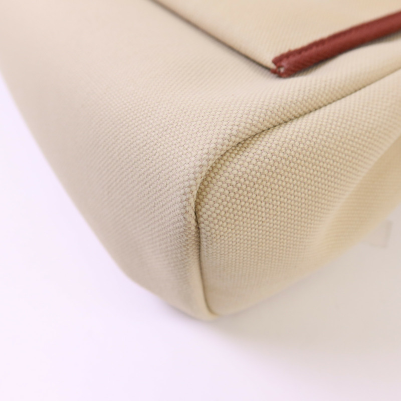 HERMES 帆布Herbag PM銀扣手挽肩背兩用袋Beton//Rouge Sellier-15