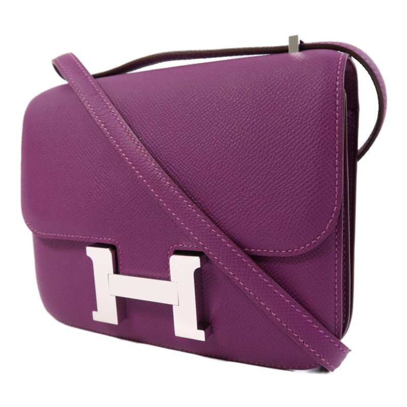 HERMES Epsom皮革Constance Mini銀扣手挽肩背兩用袋Anemone-2