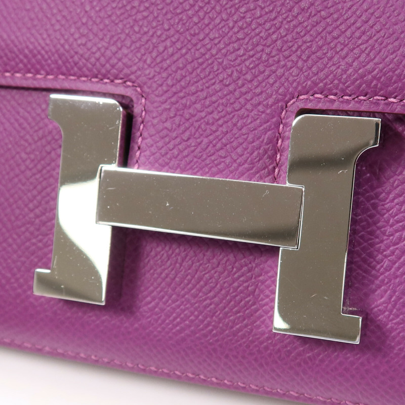 HERMES Epsom皮革Constance Mini銀扣手挽肩背兩用袋Anemone-6